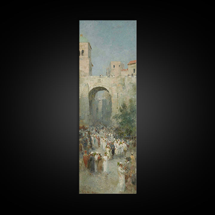 Hosanna Procession Peace – Framed Canvas Print – Tall Skinny Art Print – Christian Decor – Christian Christmas Art – Jesus Painting – Chris