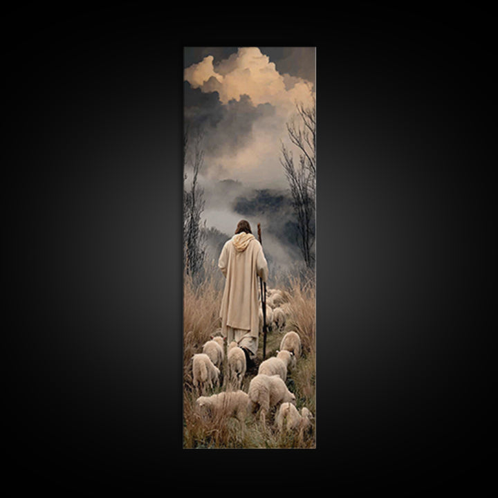 Cloud Valley Guide – Framed Canvas Print – Skinny Art – Christian Painting – Christian Art Canvas – Christian Art – Jesus Painting