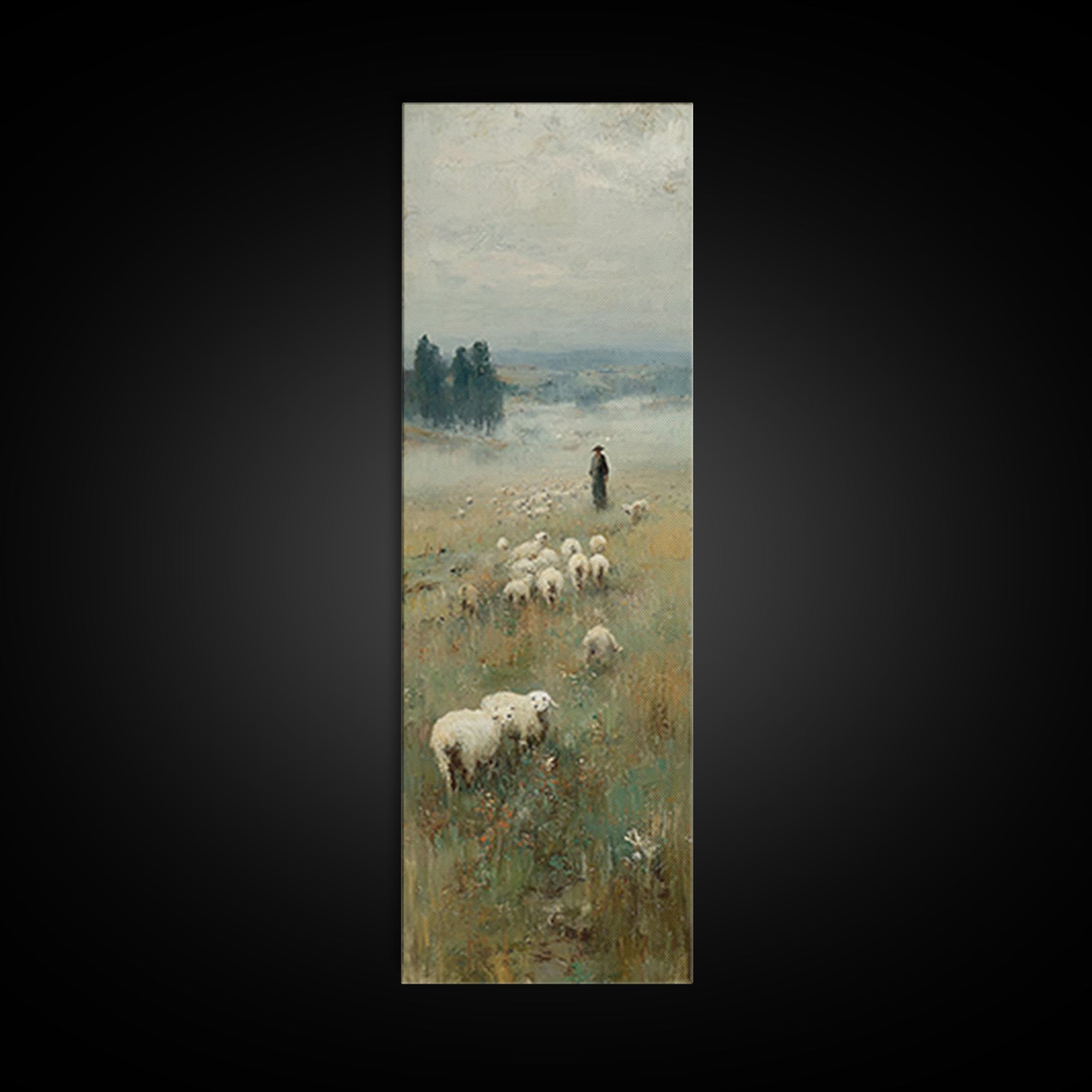 Silent Meadow Watch – Framed Canvas Print – Narrow Art – Christian Wall Art – Christian Painting – Christian Art – Christian Decor