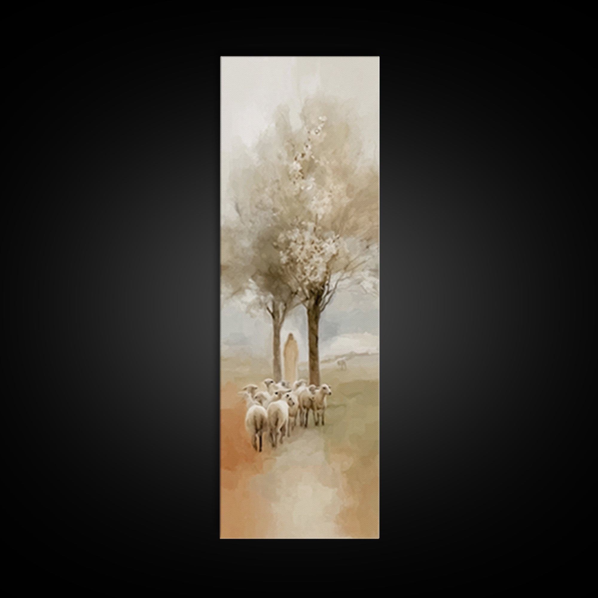 Shepherds Of Peace – Framed Canvas Print – Christian Wall Art – Jesus Painting – Tall Skinny Art Print – Christian Art Canvas – Christmas A