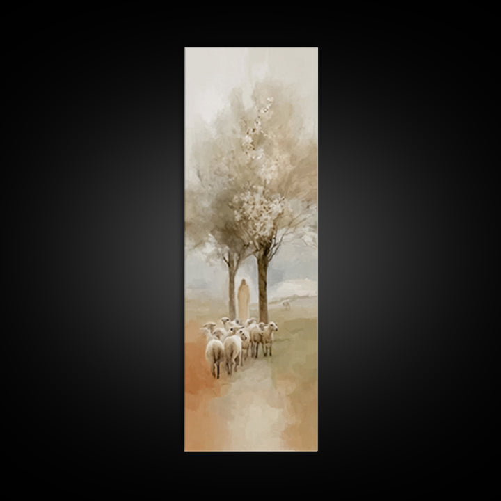 Shepherds Of Peace – Framed Canvas Print – Christian Wall Art – Jesus Painting – Tall Skinny Art Print – Christian Art Canvas – Christmas A