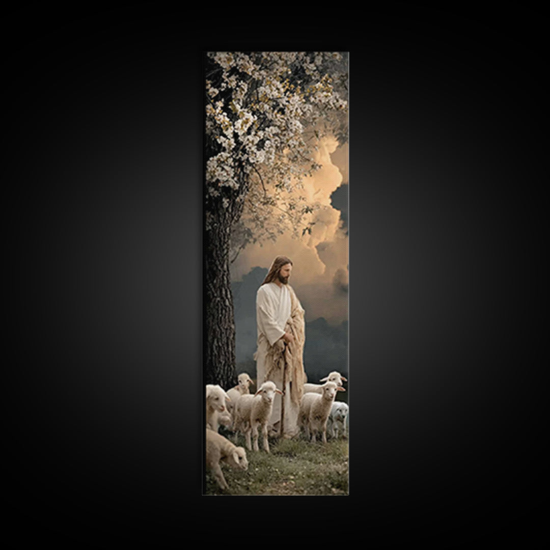 Blossoms Of Mercy, Framed Canvas Print, Christian Art Canvas, Narrow Art, Jesus Wall Art, Christian Christmas Art, Modern Christian Art