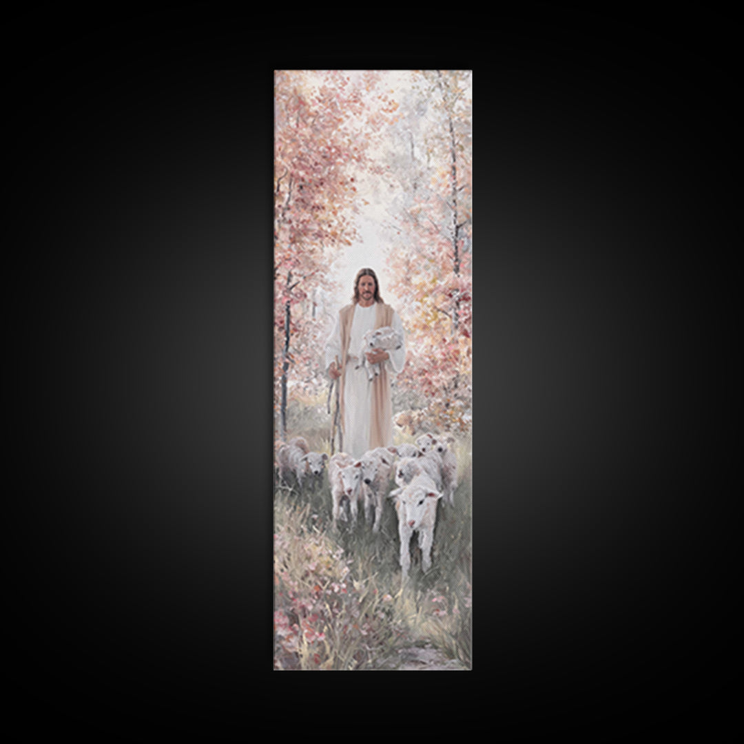 Fields Of Faith, Framed Canvas Print, Christian Art, Tall Skinny Art Print, Jesus Painting, Christian Art Gift, Christmas Art Work