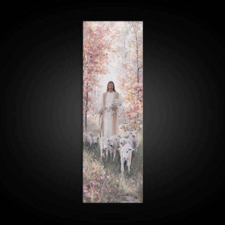 Fields Of Faith, Framed Canvas Print, Christian Art, Tall Skinny Art Print, Jesus Painting, Christian Art Gift, Christmas Art Work