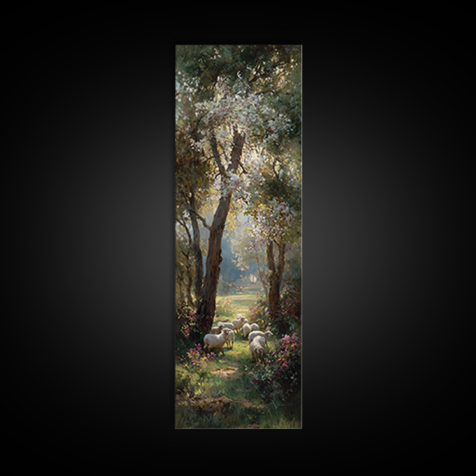 Quiet Shepherd Path | Framed Canvas Print | Christian Decor | Narrow Art | Jesus Wall Art | Christian Art Painting | Christmas TV Art