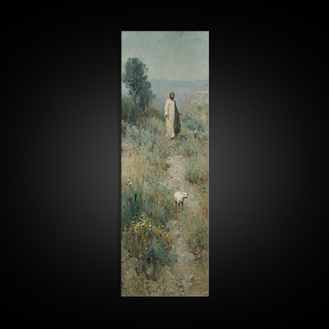 Shepherd’s Quiet Road, Framed Canvas Print, Narrow Art, Christian Art Canvas, Jesus Wall Art, Modern Christian Art, Christian Gift Ideas