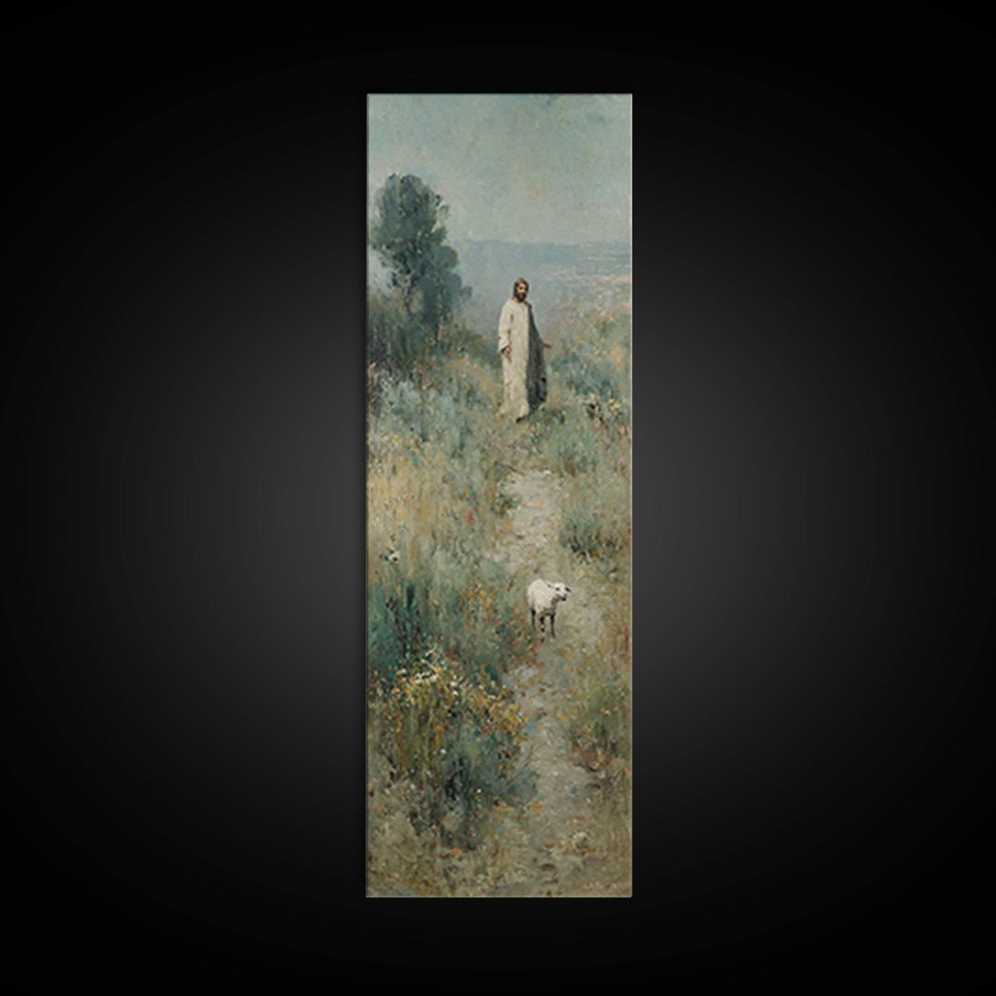 Shepherd’s Quiet Road, Framed Canvas Print, Narrow Art, Christian Art Canvas, Jesus Wall Art, Modern Christian Art, Christian Gift Ideas