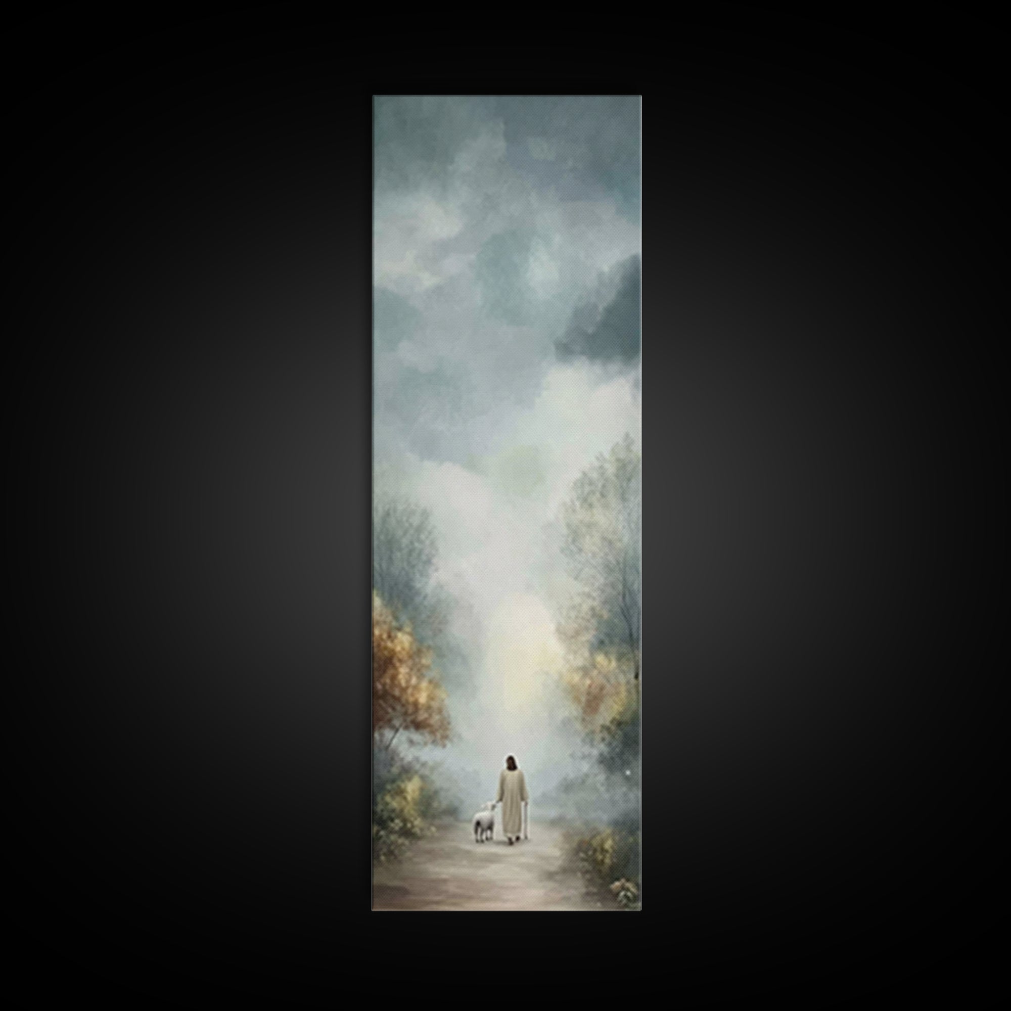 Peaceful Walk Ahead | Framed Canvas Print | Narrow Art | Christian Art Canvas | Jesus Art Print | Christian Decor | Christmas Canvas Wall A