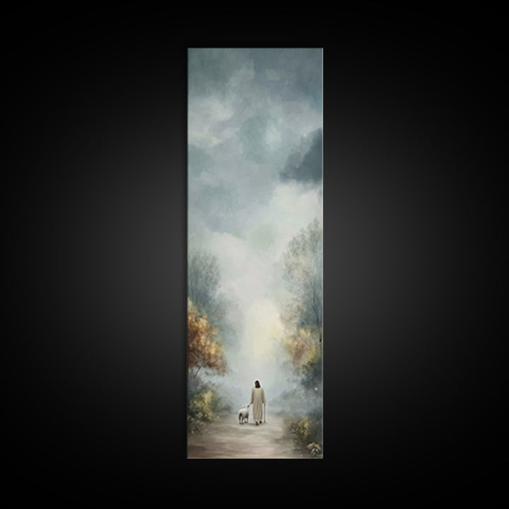 Peaceful Walk Ahead | Framed Canvas Print | Narrow Art | Christian Art Canvas | Jesus Art Print | Christian Decor | Christmas Canvas Wall A