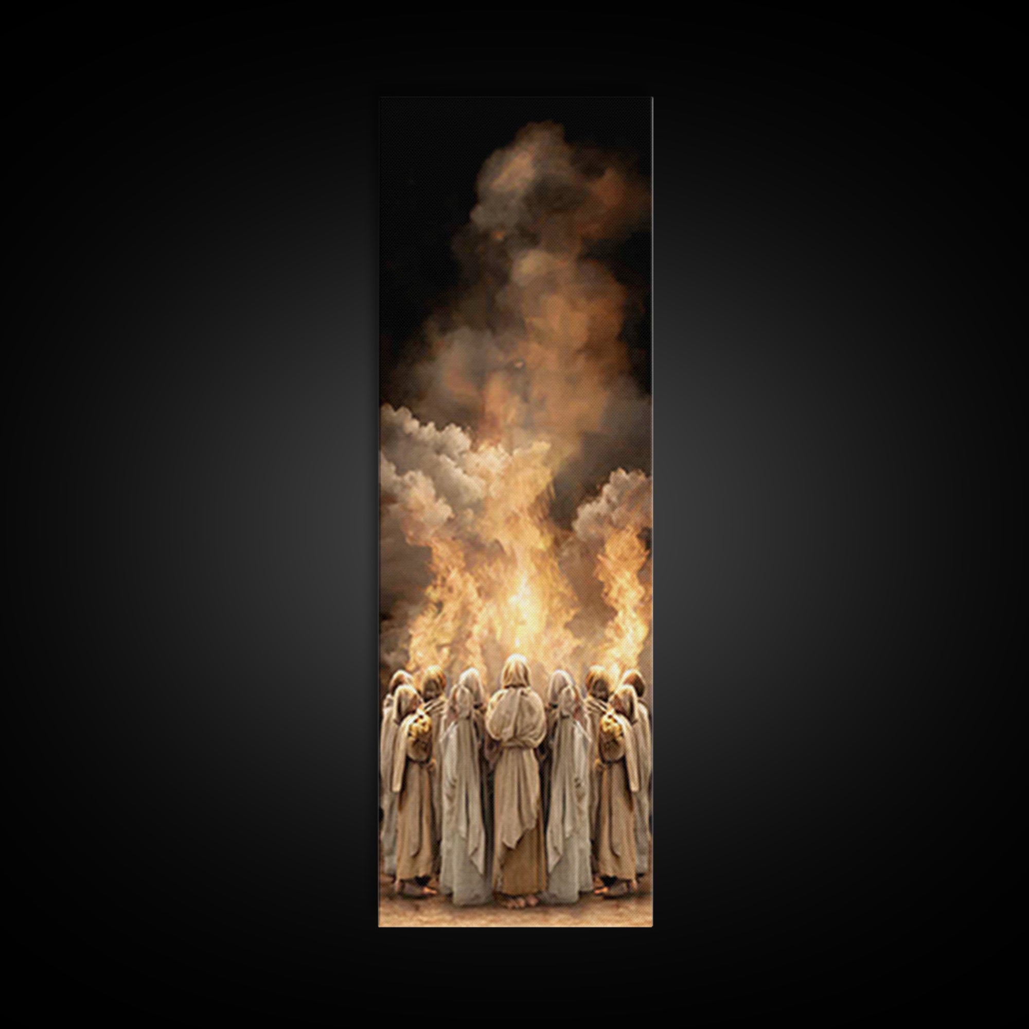 Fire Of Revelation | Framed Canvas Print | Narrow Art | Christian Art | Christian Paintings | Jesus Wall Art | Christmas Art Work