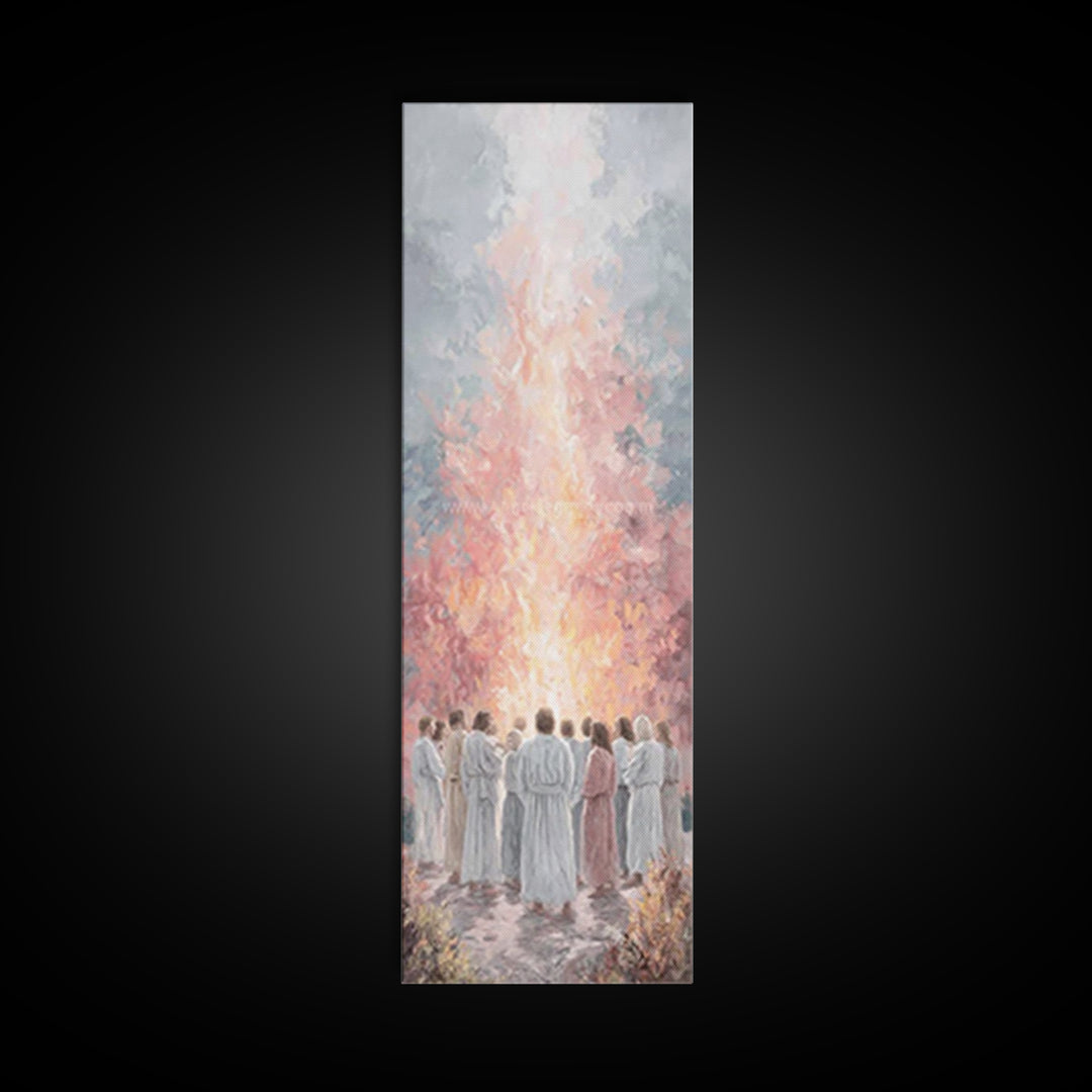 Flame Of Promise – Framed Canvas Print – Tall Skinny Art Print – Christian Art Canvas – Christian Wall Art – Jesus Painting – Modern Christ