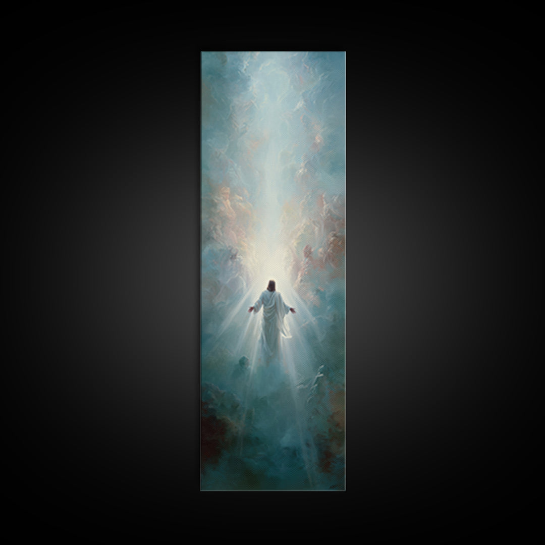 Cross of Dawn | Framed Canvas Print | Tall Narrow Wall Art | Christian Wall Art | Christian Art Canvas | Christian Painting | Christian Dec