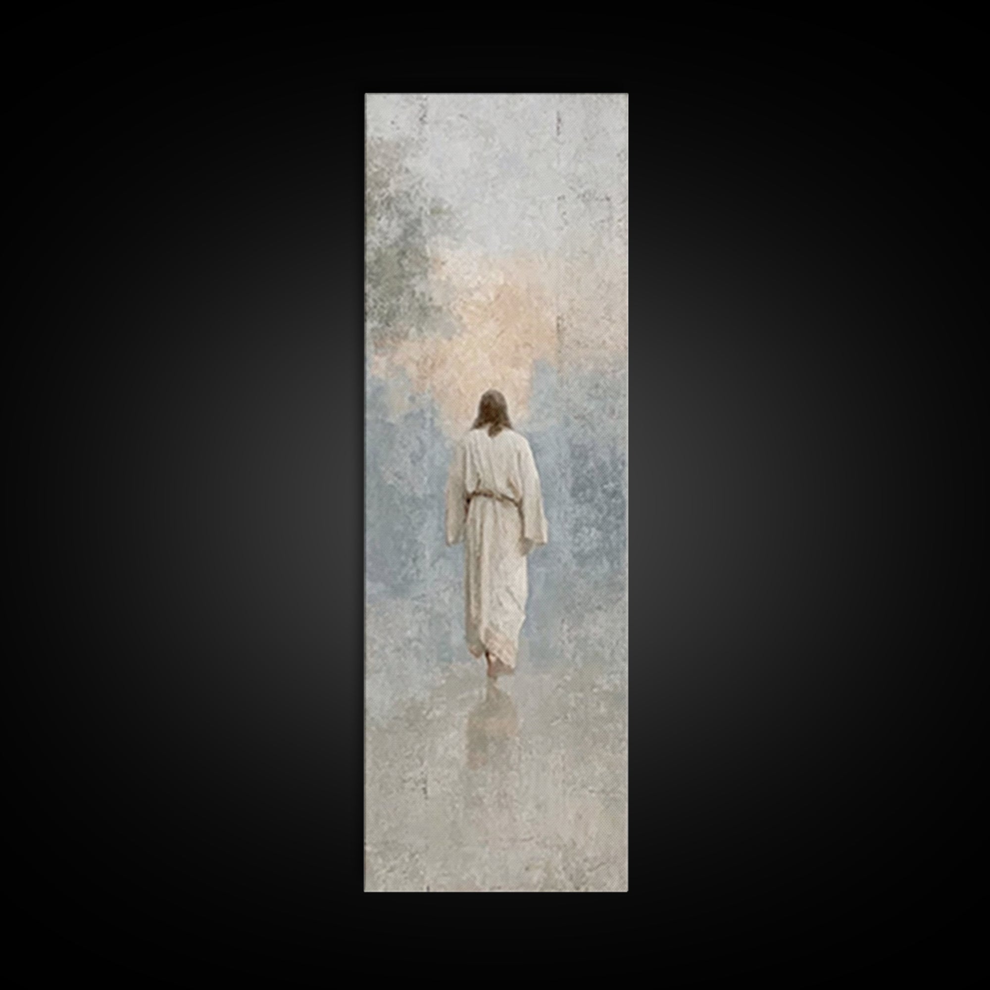 Solitary Savior – Framed Canvas Print – Tall Skinny Art Print – Christian Art Canvas – Jesus Painting – Christian Wall Art – Subtle Christi
