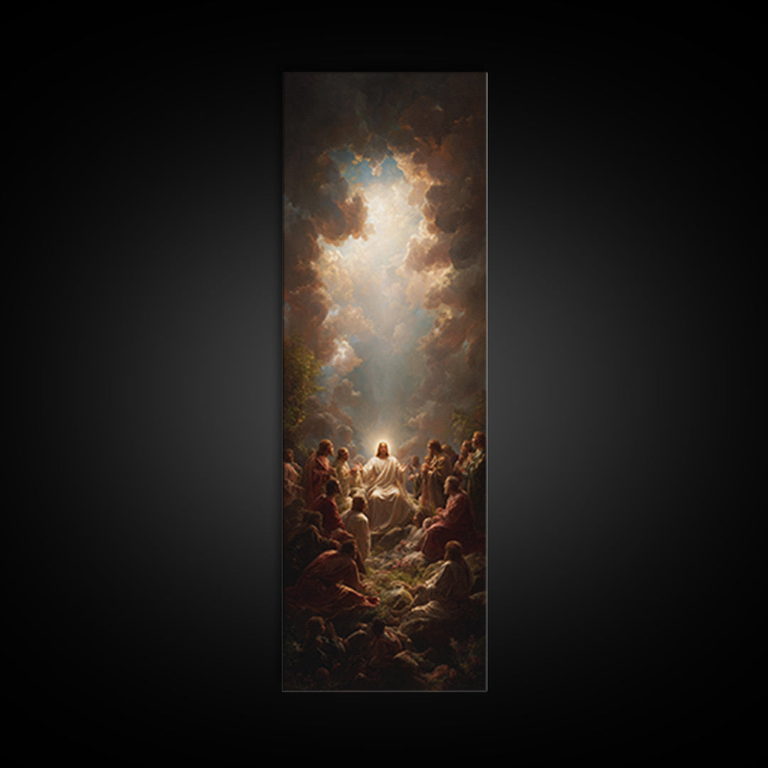 Divine Teaching – Framed Canvas Print – Skinny Art – Christian Wall Art – Christian Art Canvas – Jesus Painting – Modern Christian Art