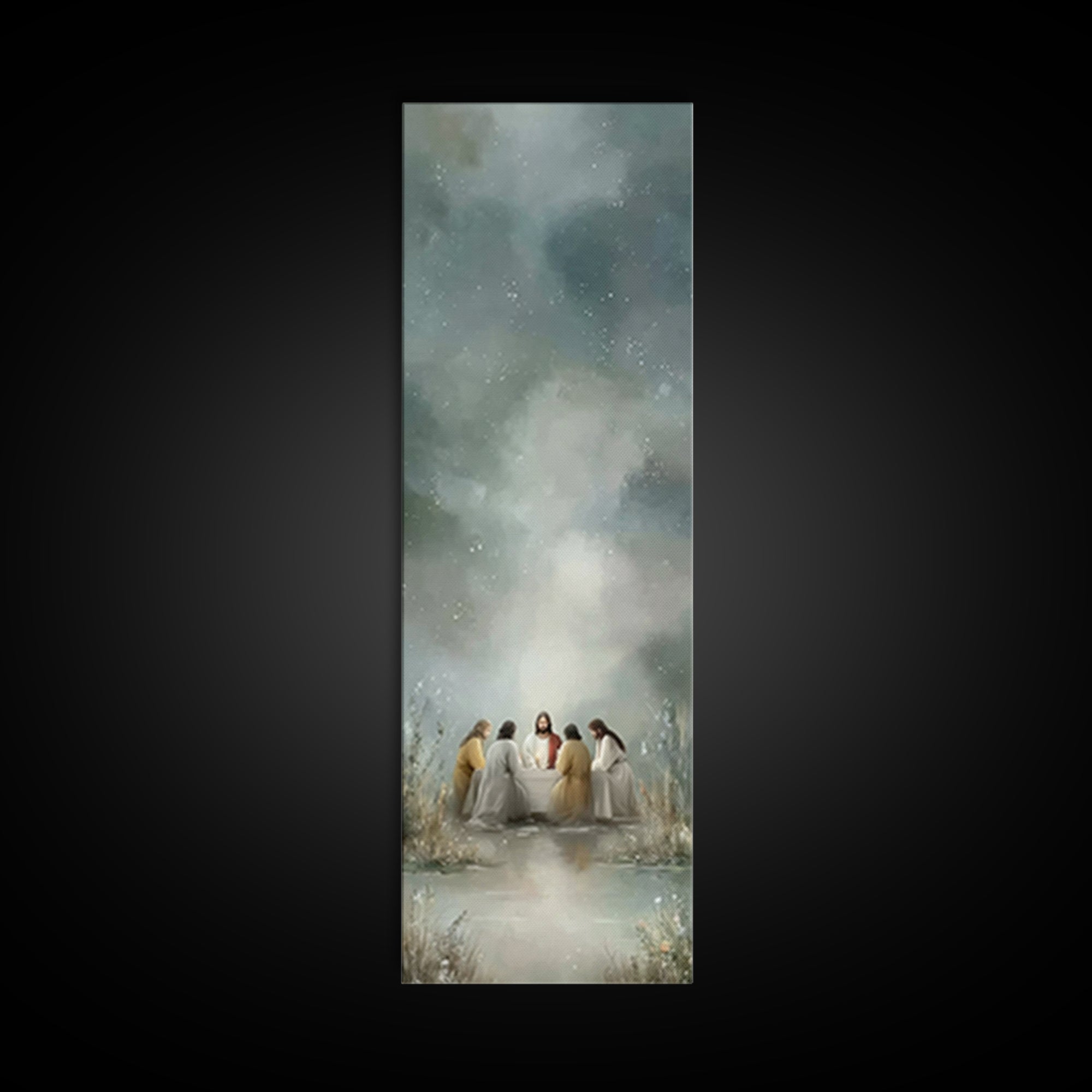 Night Of Fellowship – Framed Canvas Print – Tall Narrow Wall Art – Christian Wall Art – Jesus Painting – Christian Art Canvas – Christian D