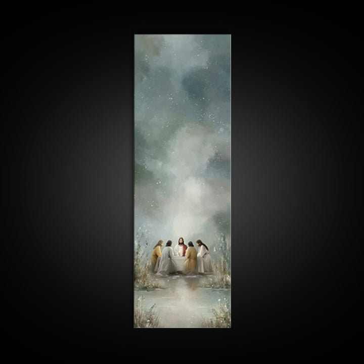 Night Of Fellowship – Framed Canvas Print – Tall Narrow Wall Art – Christian Wall Art – Jesus Painting – Christian Art Canvas – Christian D