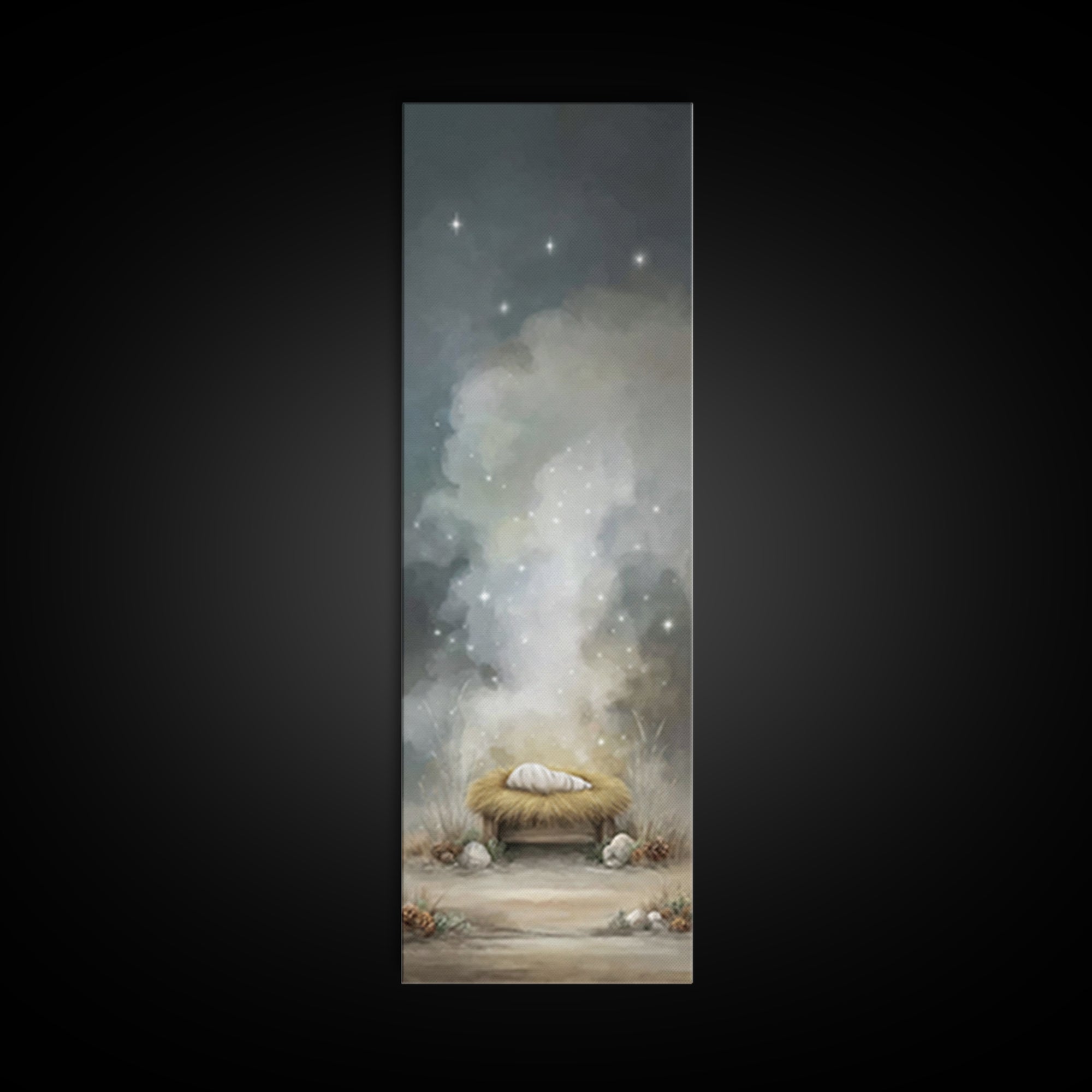 Starborn Holy Child – Framed Canvas Print – Skinny Art – Christian Art Canvas – Christian Wall Art – Christmas Art – Jesus Art Print – Chri
