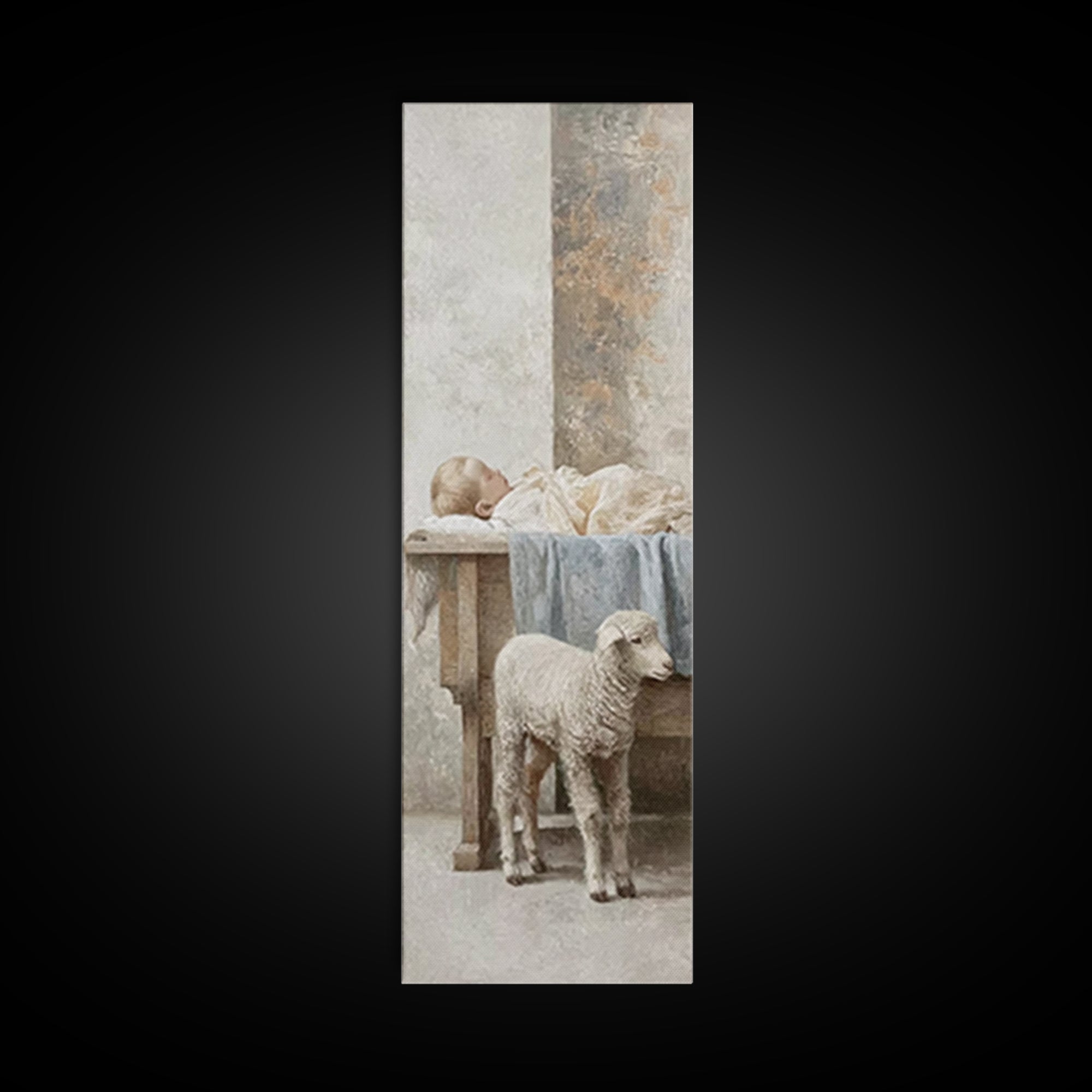 Graceful Nativity Light – Framed Canvas Print – Christian Wall Art – Jesus Christmas Art – Christian Art Canvas – Tall Narrow Wall Art