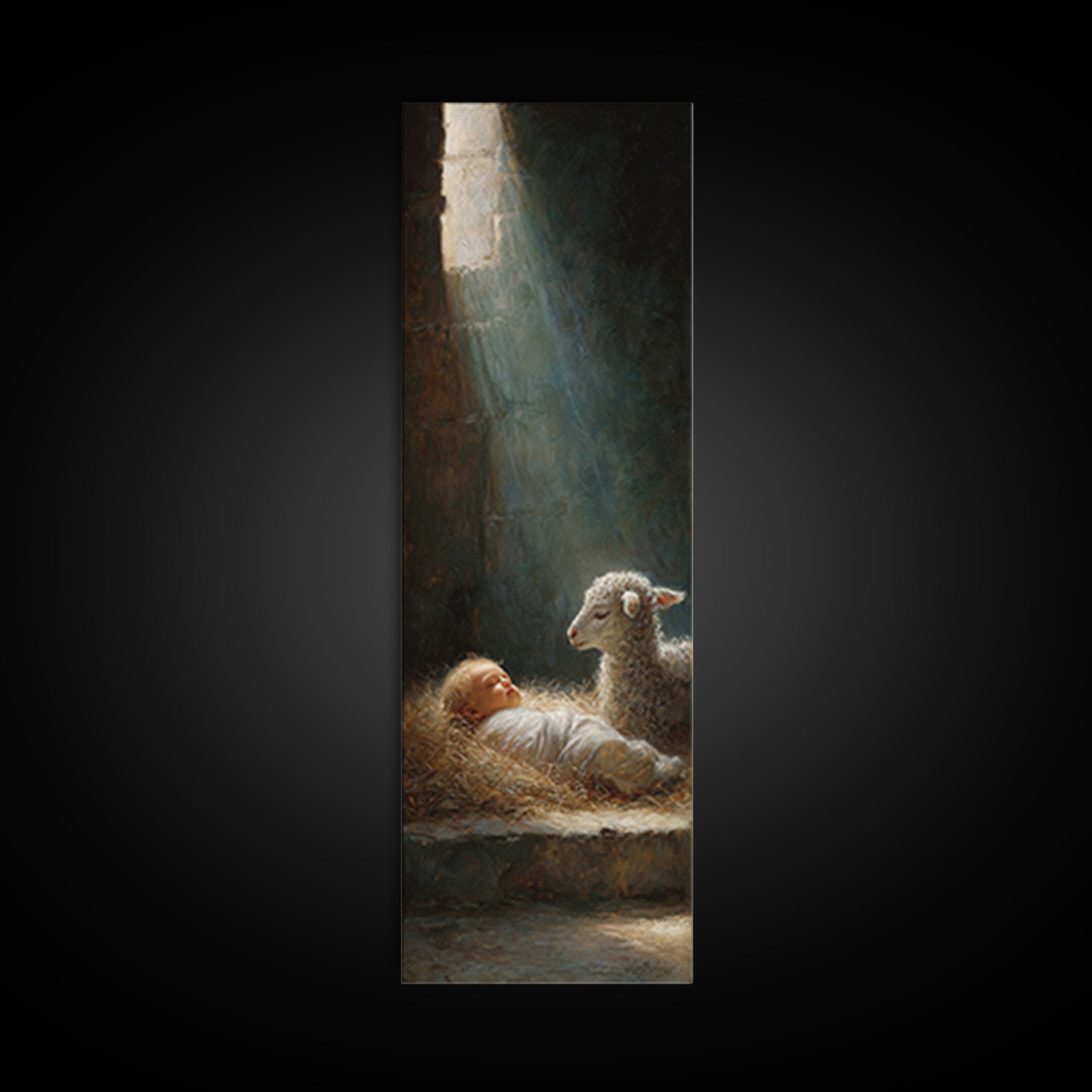 Holy Night Comfort – Framed Canvas Print – Christian Wall Art – Jesus Christmas Art – Christian Art Canvas – Skinny Art