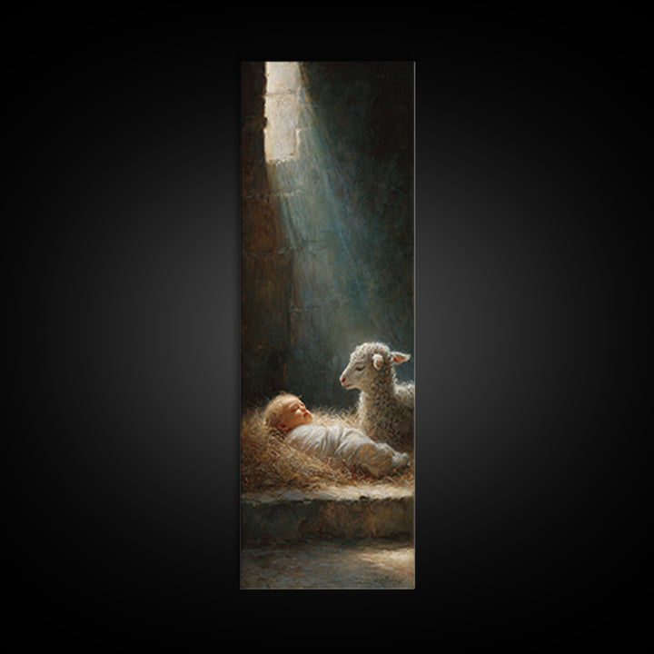 Holy Night Comfort – Framed Canvas Print – Christian Wall Art – Jesus Christmas Art – Christian Art Canvas – Skinny Art