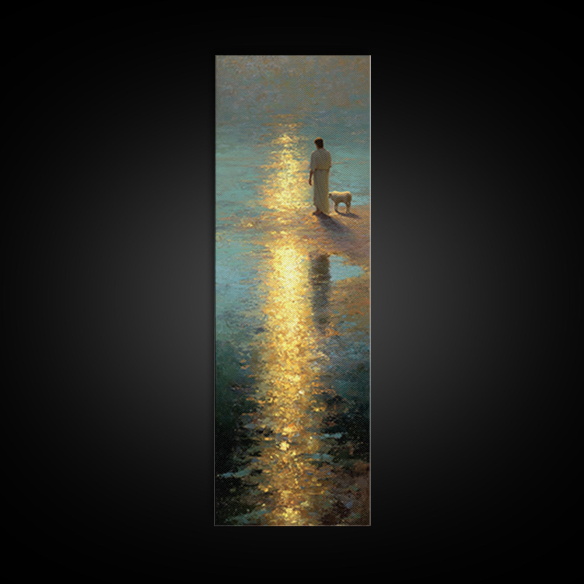 Guiding River Hope – Framed Canvas Print – Christian Christmas Art – Jesus Painting – Christian Art Canvas – Tall Skinny Art Print