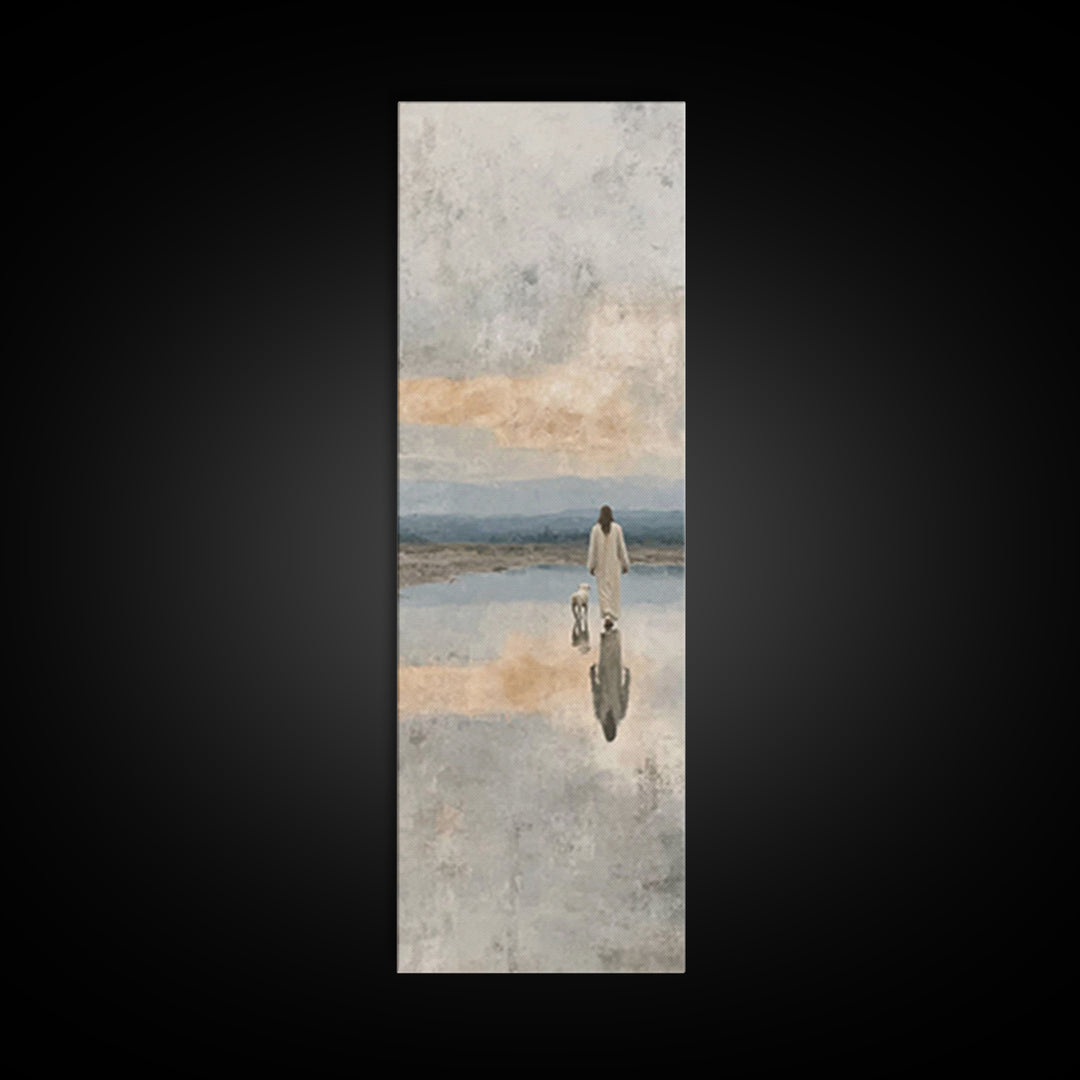 Path Of Still Waters – Framed Canvas Print – Christian Wall Art – Jesus Painting – Christian Art Canvas – Narrow Art – Christian Art