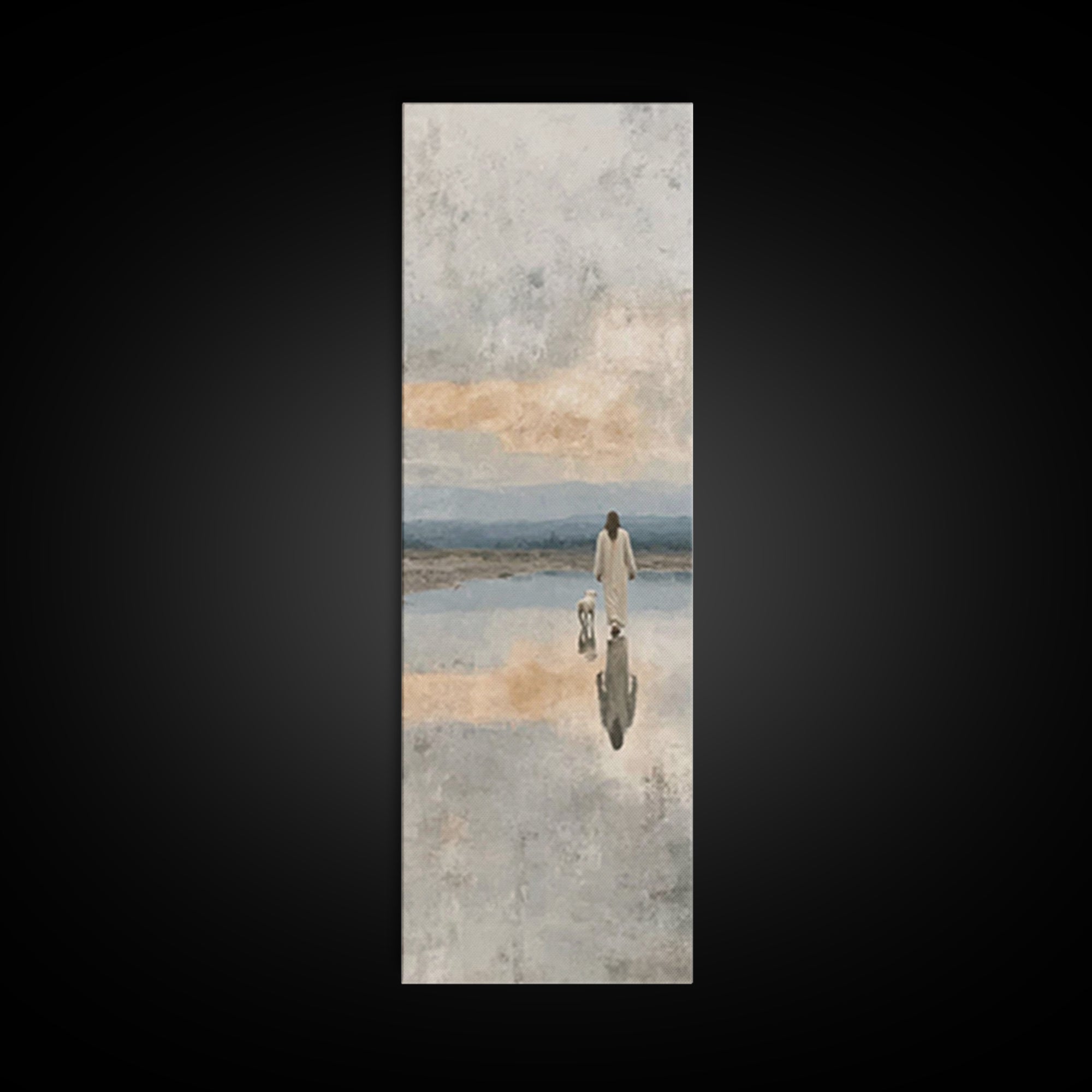 Path Of Still Waters – Framed Canvas Print – Christian Wall Art – Jesus Painting – Christian Art Canvas – Narrow Art – Christian Art