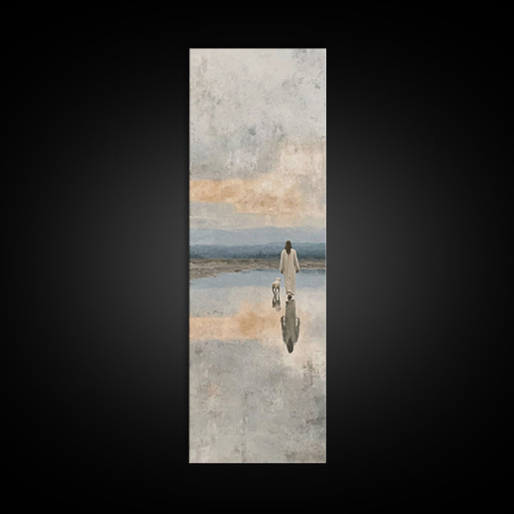 Path Of Still Waters – Framed Canvas Print – Christian Wall Art – Jesus Painting – Christian Art Canvas – Narrow Art – Christian Art