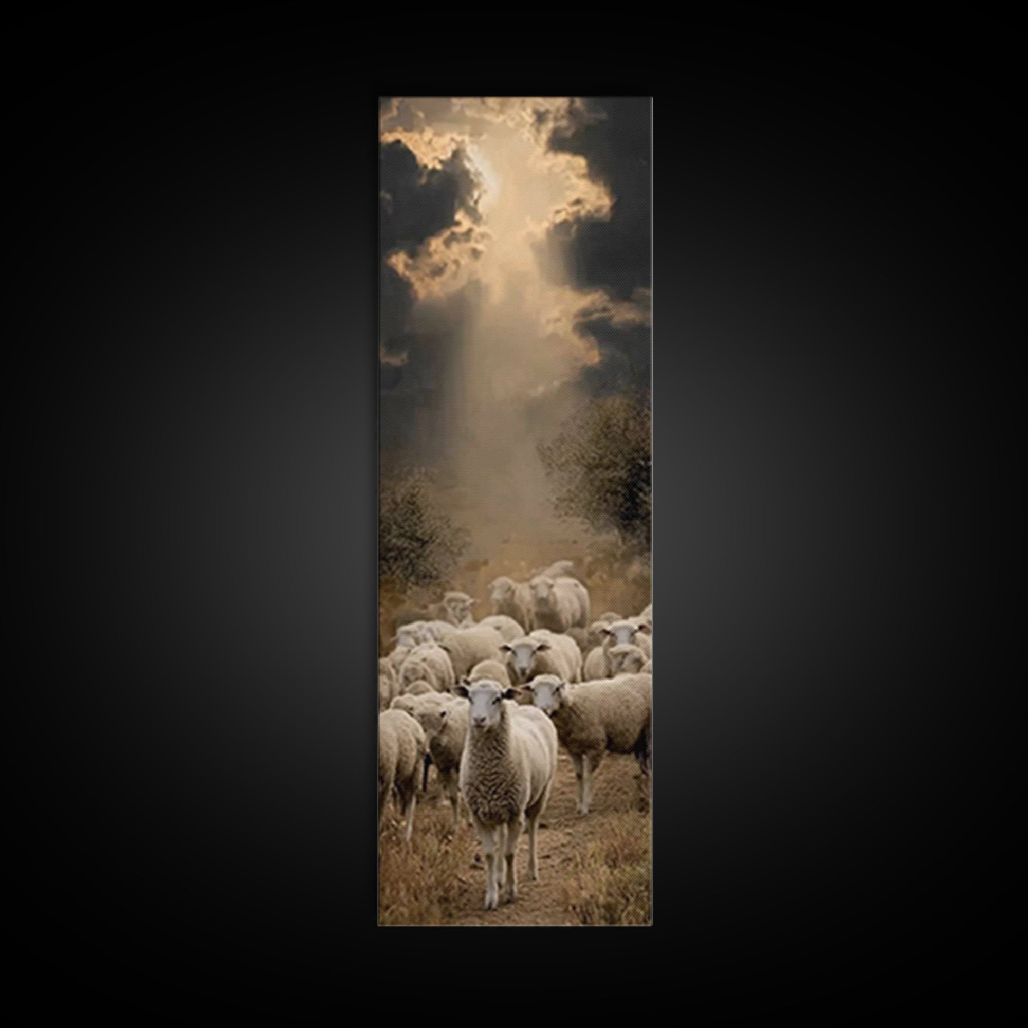 Light Over The Fold – Framed Canvas Print – Christian Art Canvas – Christian Wall Art – Christian Art – Skinny Art – Jesus Painting