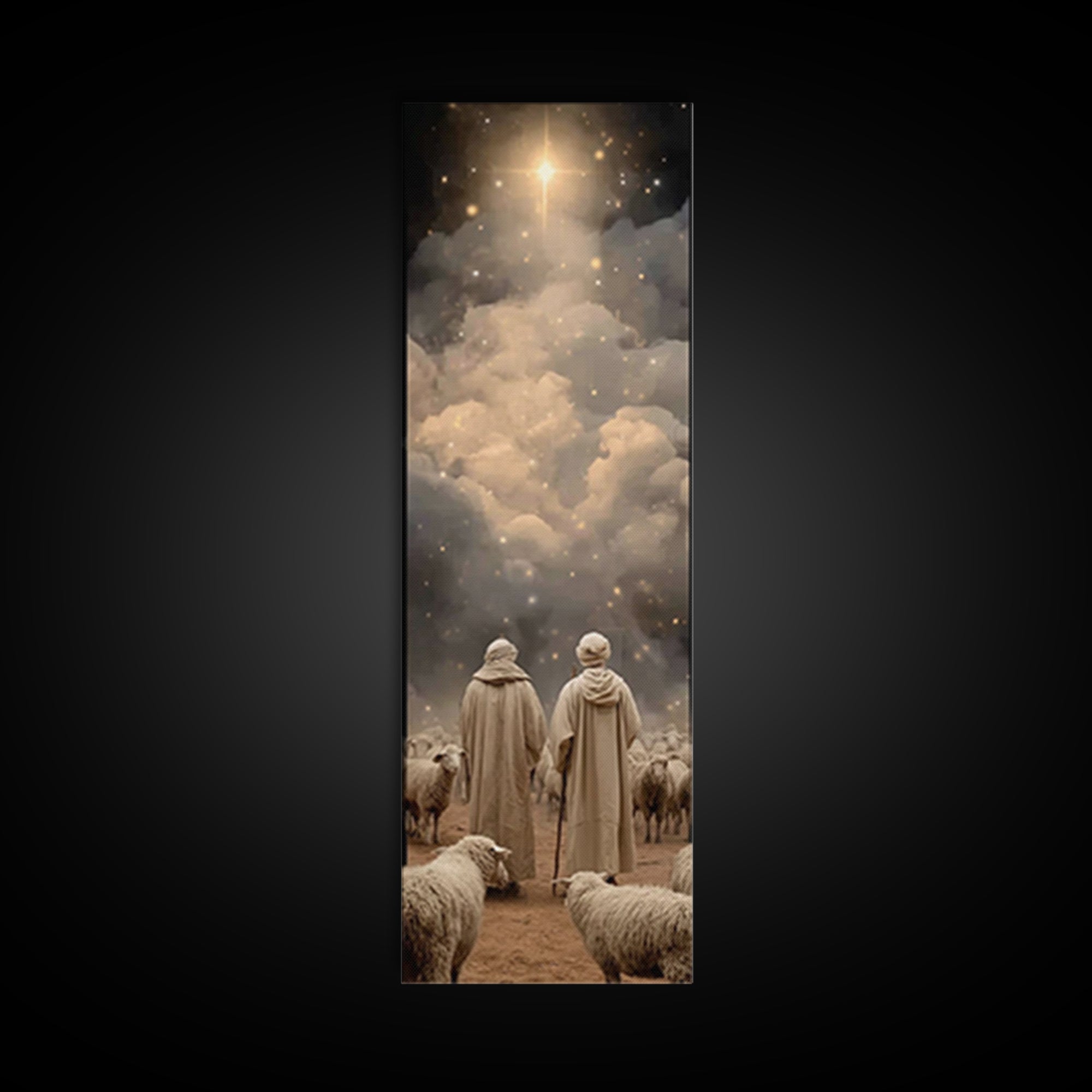 Bethlehem’s Calling Light – Framed Canvas Print – Christian Art Canvas – Narrow Art – Christian Christmas Art – Christian Wall Art