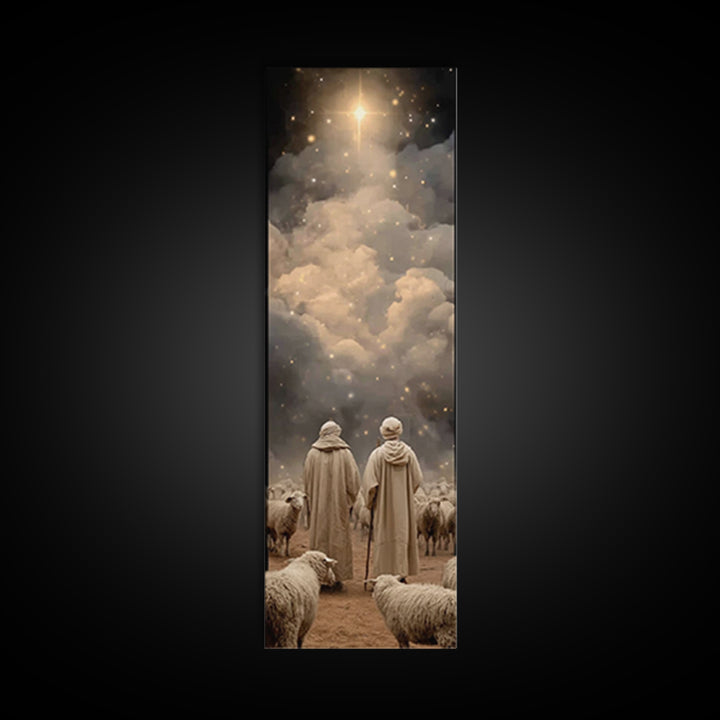 Bethlehem’s Calling Light – Framed Canvas Print – Christian Art Canvas – Narrow Art – Christian Christmas Art – Christian Wall Art