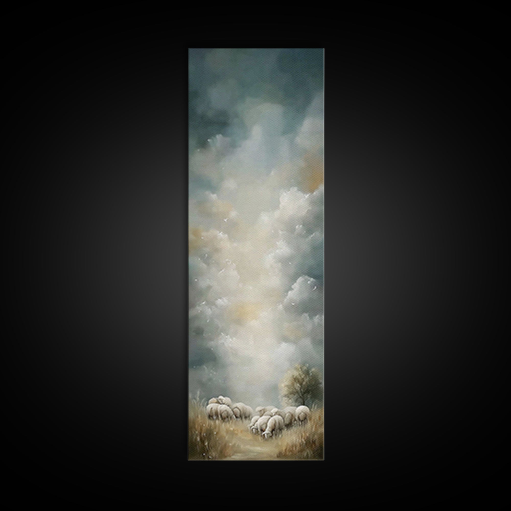 Pastoral Dawn Grace,Framed Canvas Print,Christian Art Canvas,Tall Skinny Art Print,Christian Christmas Art,Jesus Wall Art,Christian Decor