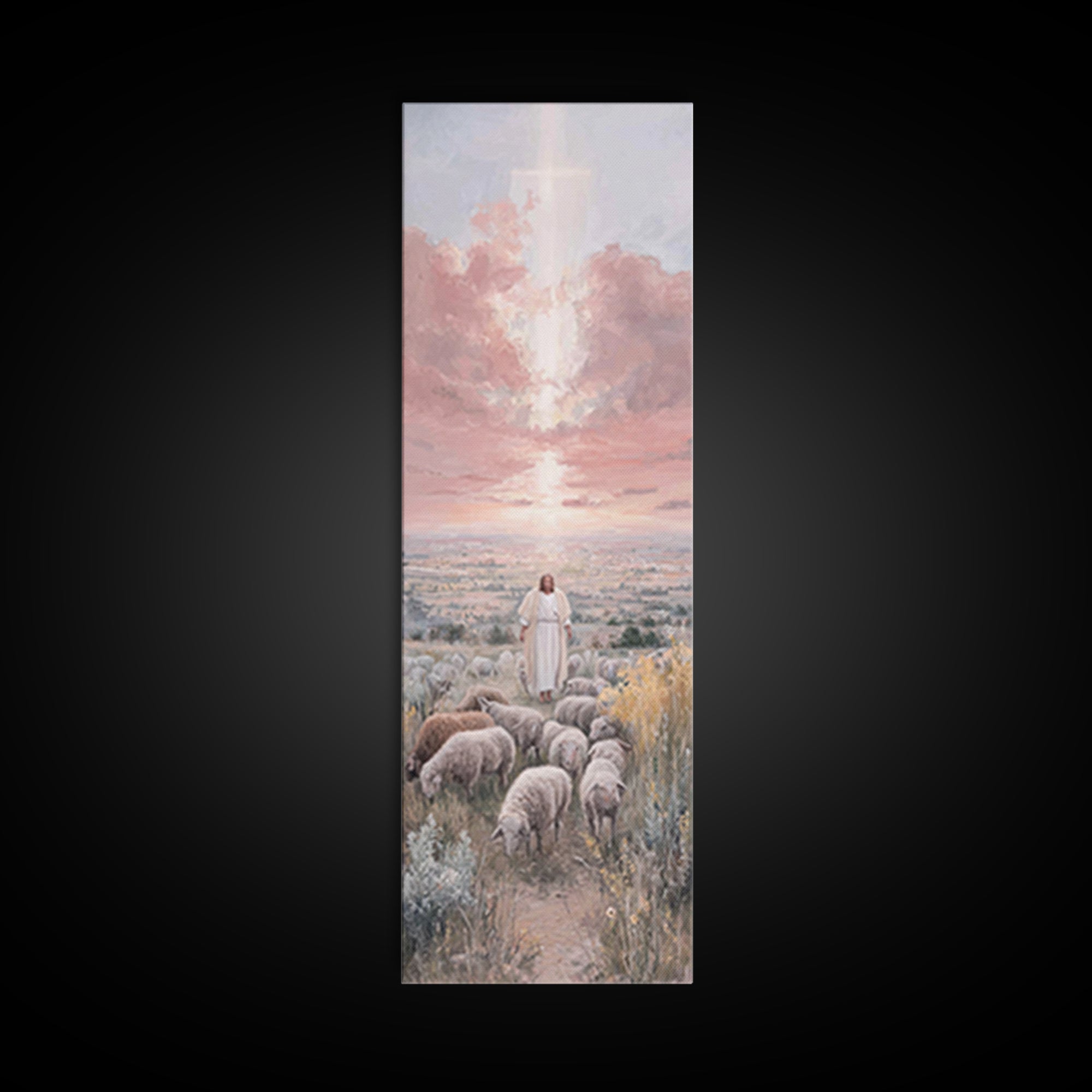 Guiding Shepherd Path | Framed Canvas Print | Christian Wall Art | Skinny Art | Christian Painting | Christmas Wall Art | Jesus Art Canvas