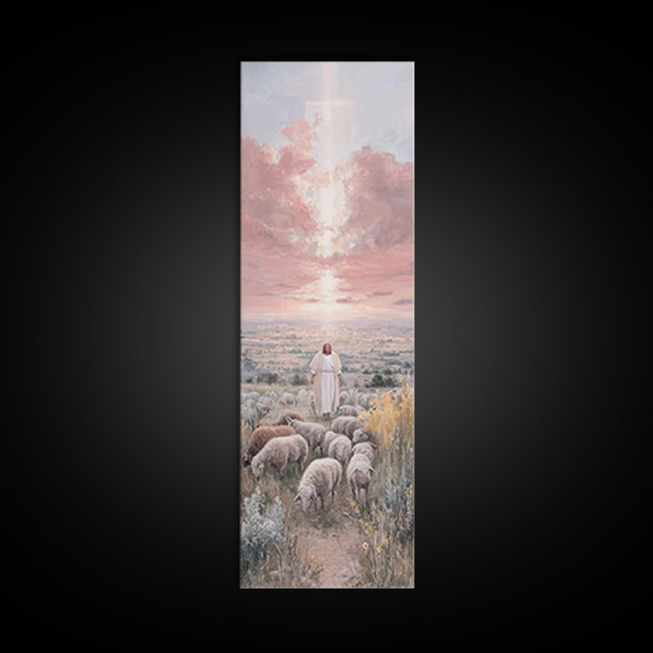 Guiding Shepherd Path | Framed Canvas Print | Christian Wall Art | Skinny Art | Christian Painting | Christmas Wall Art | Jesus Art Canvas