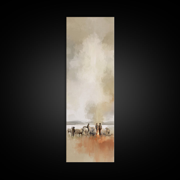 Shepherds Of Dawn | Framed Canvas Print | Christian Wall Art | Christian Art Canvas | Jesus Painting | Tall Narrow Wall Art | Christian Chr