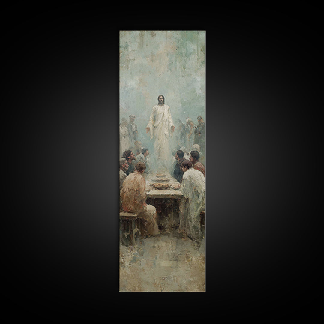 Risen Among Twelve | Framed Canvas Print | Christian Wall Art | Christian Art Canvas | Jesus Painting | Tall Narrow Wall Art | Vintage Chri