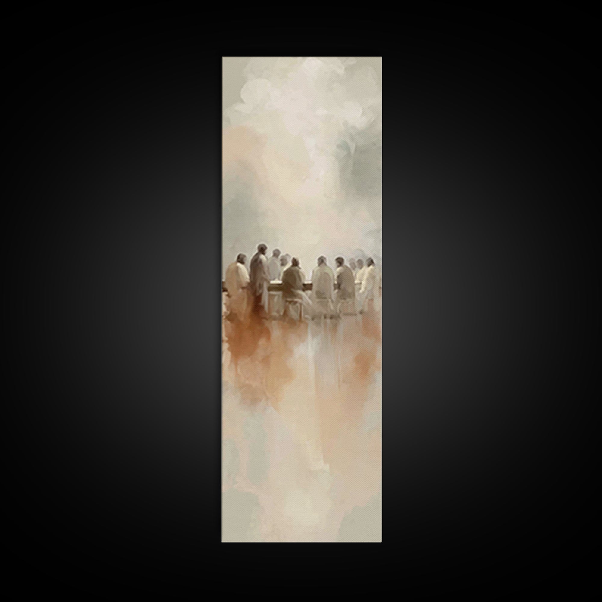 Clouded Last Supper | Framed Canvas Print | Christian Wall Art | Christian Art Canvas | Jesus Painting | Tall Skinny Art Print | Christian