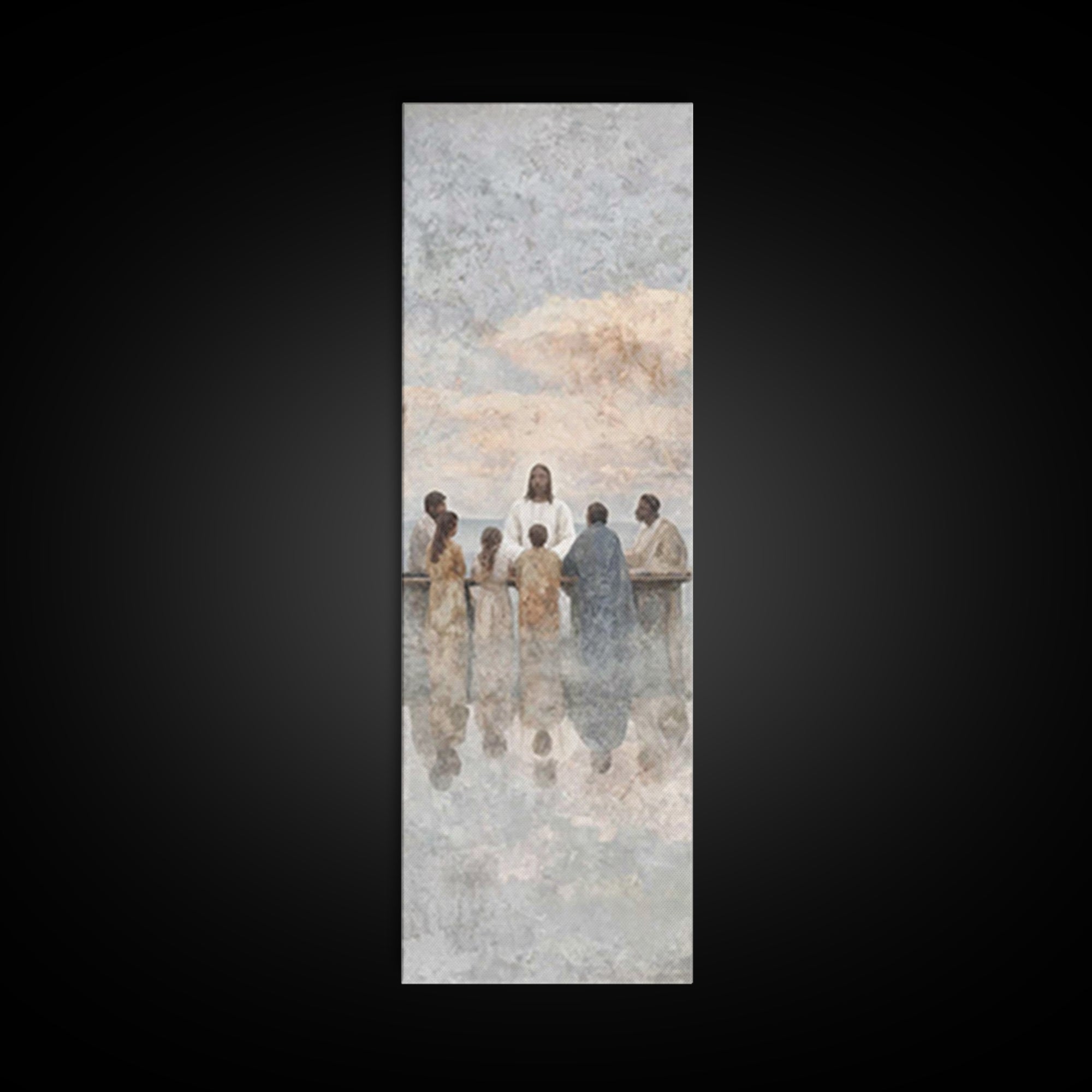 Communion In Shadow | Framed Canvas Print | Christian Art Canvas | Christian Wall Art | Jesus Painting | Skinny Art | Modern Christian Art