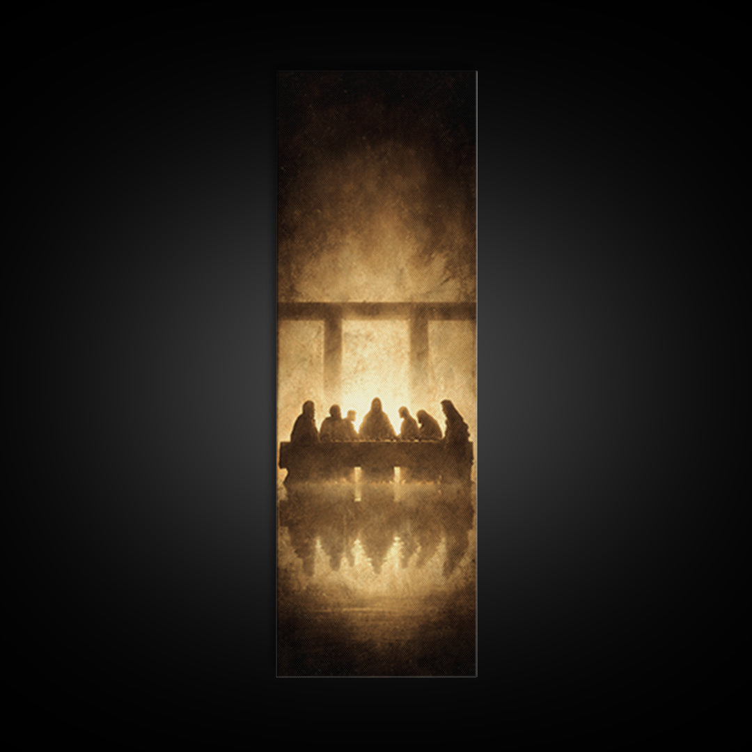 Sacred Last Supper | Framed Canvas Print | Christian Wall Art | Jesus Painting | Christian Art Canvas | Tall Narrow Wall Art