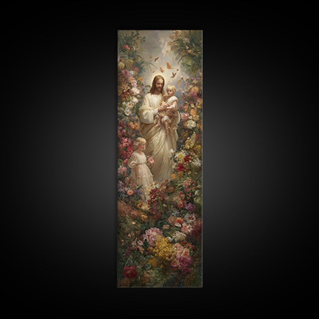 Garden Of Peace | Framed Canvas Print | Christian Art Canvas | Jesus Painting | Christian Wall Art | Skinny Art