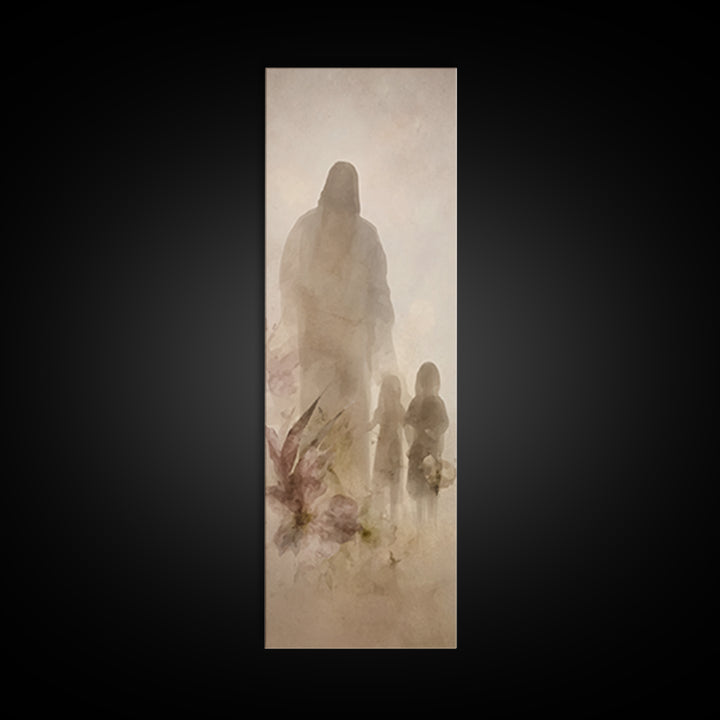 Heavenly Companions | Framed Canvas Print | Christian Wall Art | Christian Art Print | Jesus Painting | Tall Skinny Art Print