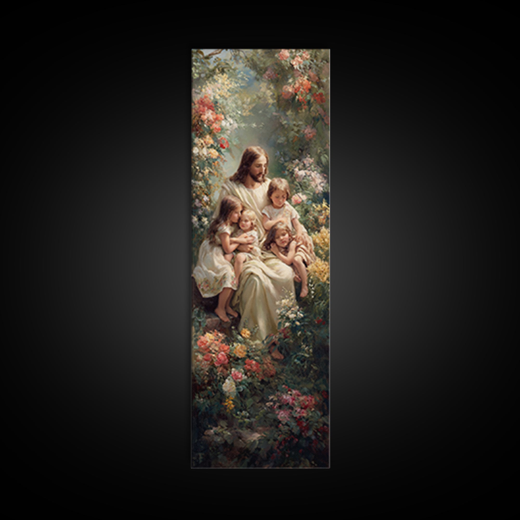 Gentle Shepherd Light | Framed Canvas Print | Christian Painting | Christian Art Canvas | Christian Wall Art | Narrow Art