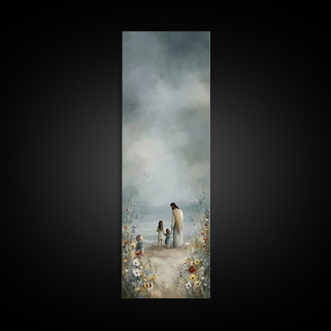 Children Of Grace | Framed Canvas Print | Jesus Painting | Christian Wall Art | Christian Art Canvas | Tall Narrow Wall Art