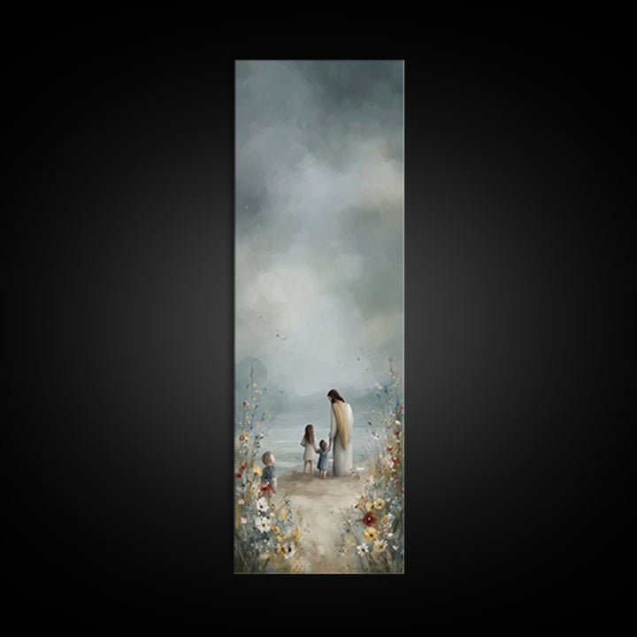 Children Of Grace | Framed Canvas Print | Jesus Painting | Christian Wall Art | Christian Art Canvas | Tall Narrow Wall Art
