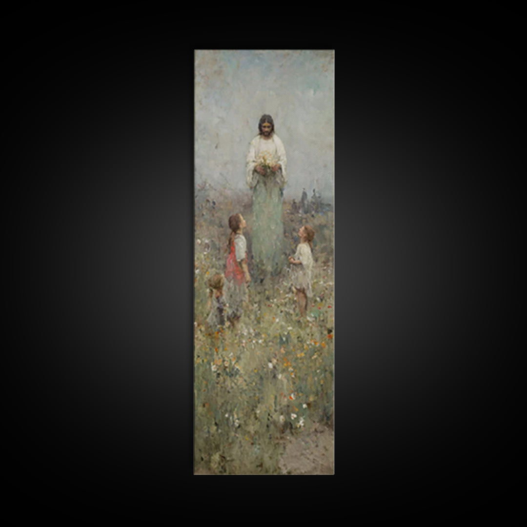 Fields Of Mercy | Framed Canvas Print | Christian Wall Art | Christian Art Canvas | Jesus Painting | Tall Skinny Art Print