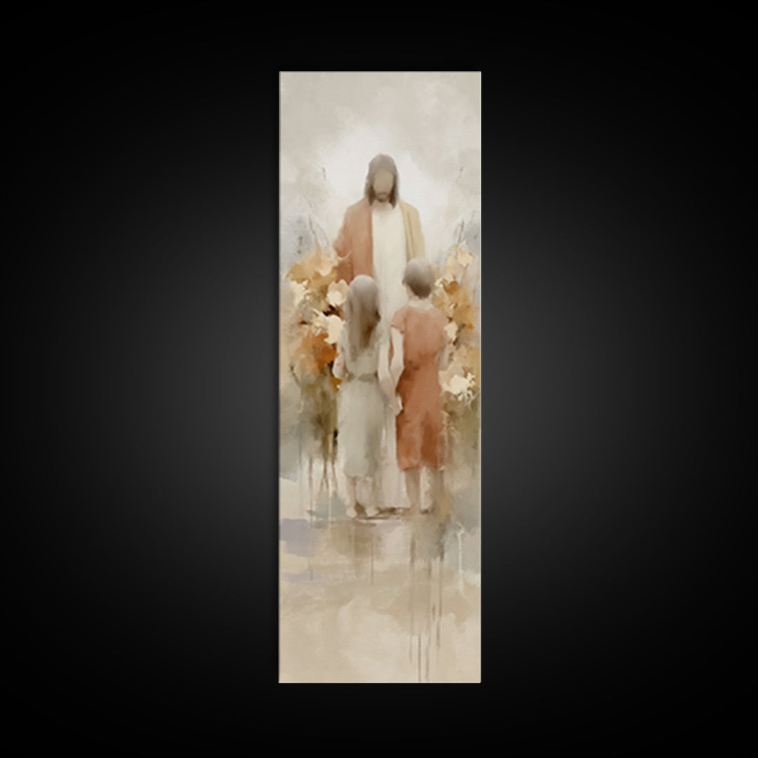 Blooming Devotion | Framed Canvas Print | Jesus Painting | Christian Art Print | Christian Wall Art | Narrow Art