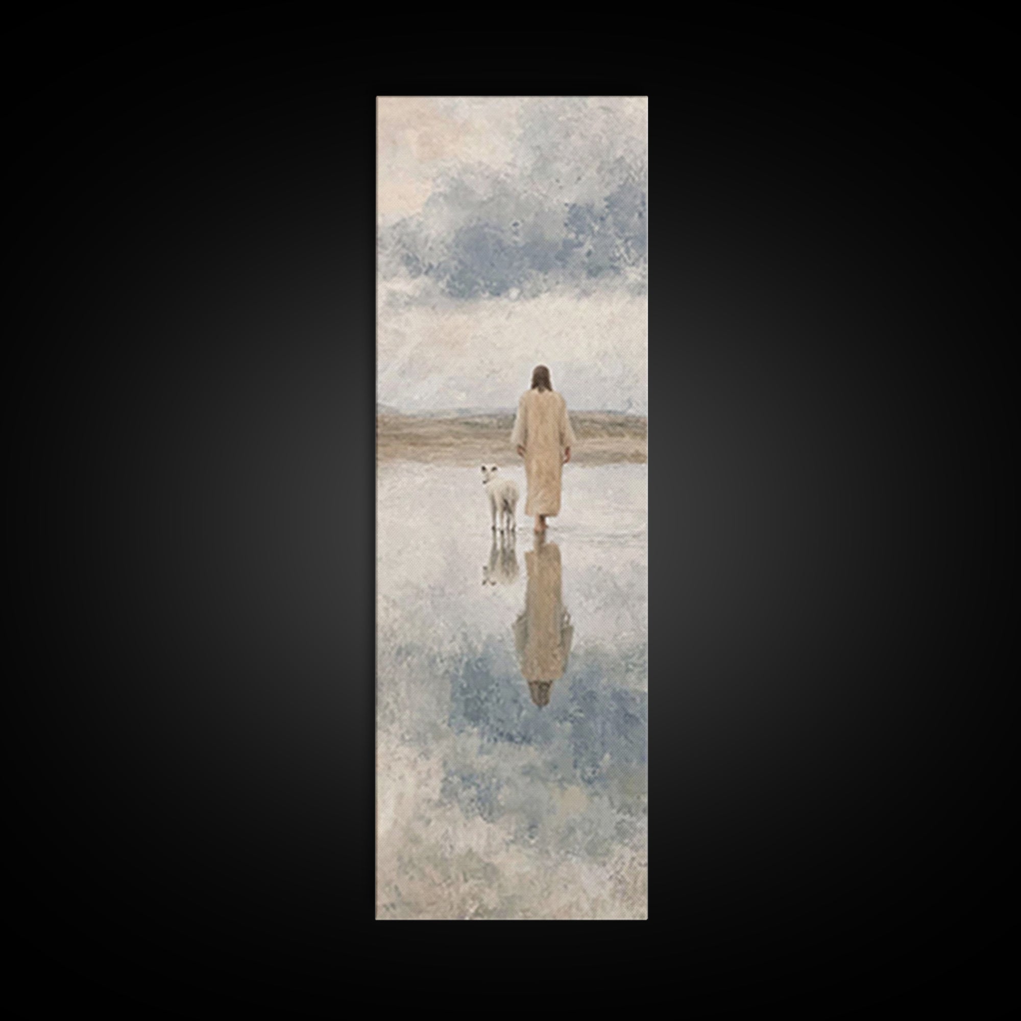 Shepherd’s Still Path – Framed Canvas Print – Christian Art Print – Jesus Painting – Christian Wall Art – Skinny Art – Modern Christian Art