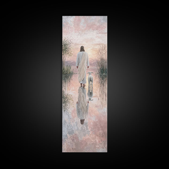 Twilight Shepherd Calm – Framed Canvas Print – Christian Wall Art – Jesus Painting – Christian Art Canvas – Skinny Art – Christian Gift