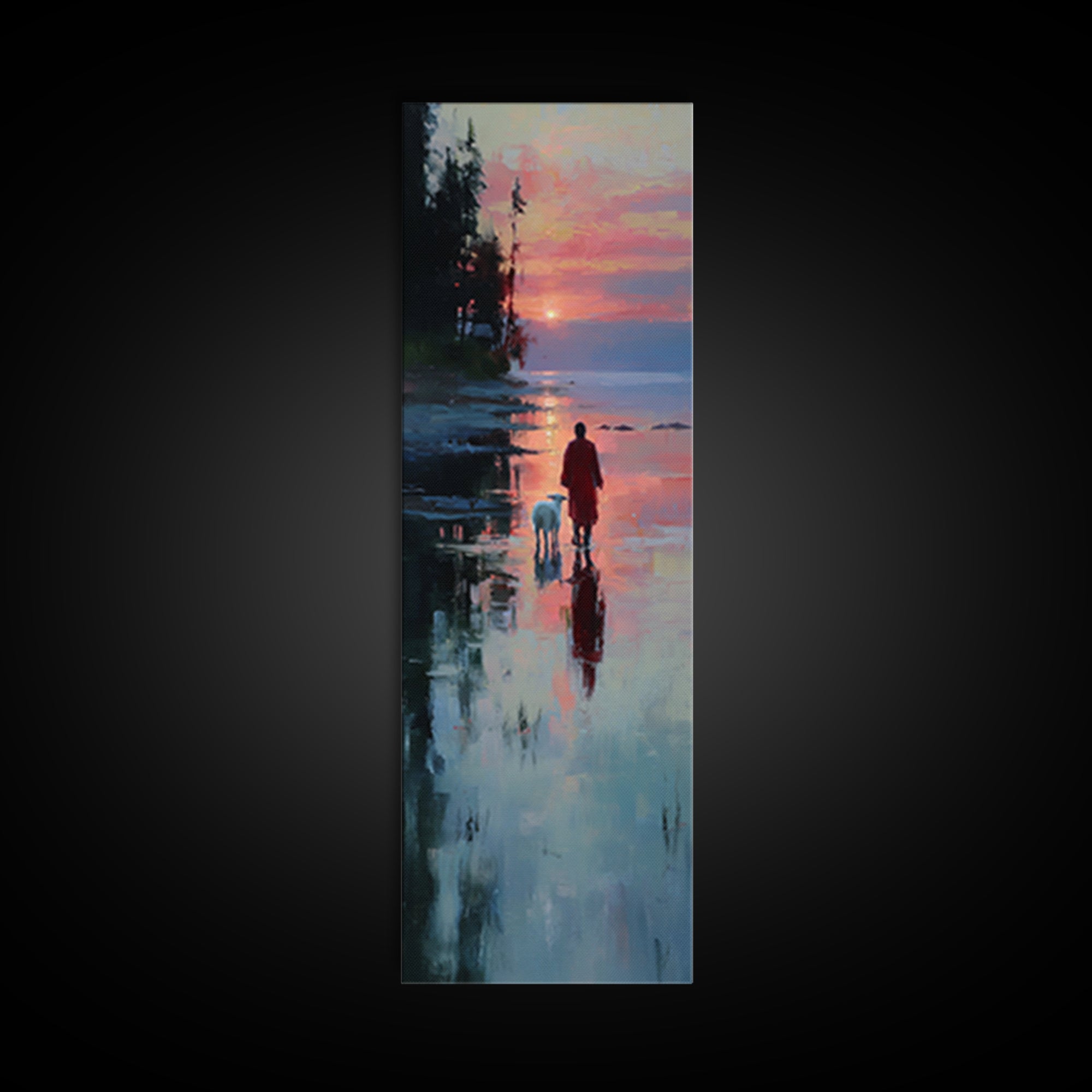 Starlit Holy Journey – Framed Canvas Print – Christian Christmas Art – Christian Wall Art – Christmas Art Canvas – Tall Skinny Art Print –