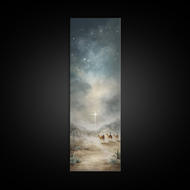 Bethlehem Night Star – Framed Canvas Print – Christmas Art – Christian Christmas Art – Christian Wall Art – Skinny Art – Framed Christmas A